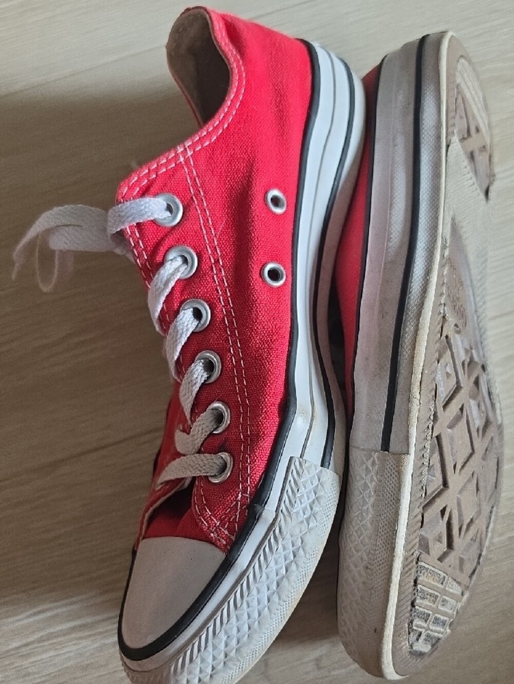 Converse Red Low-Top Canvas Sneakers with White Accents - Picture 9 of 10